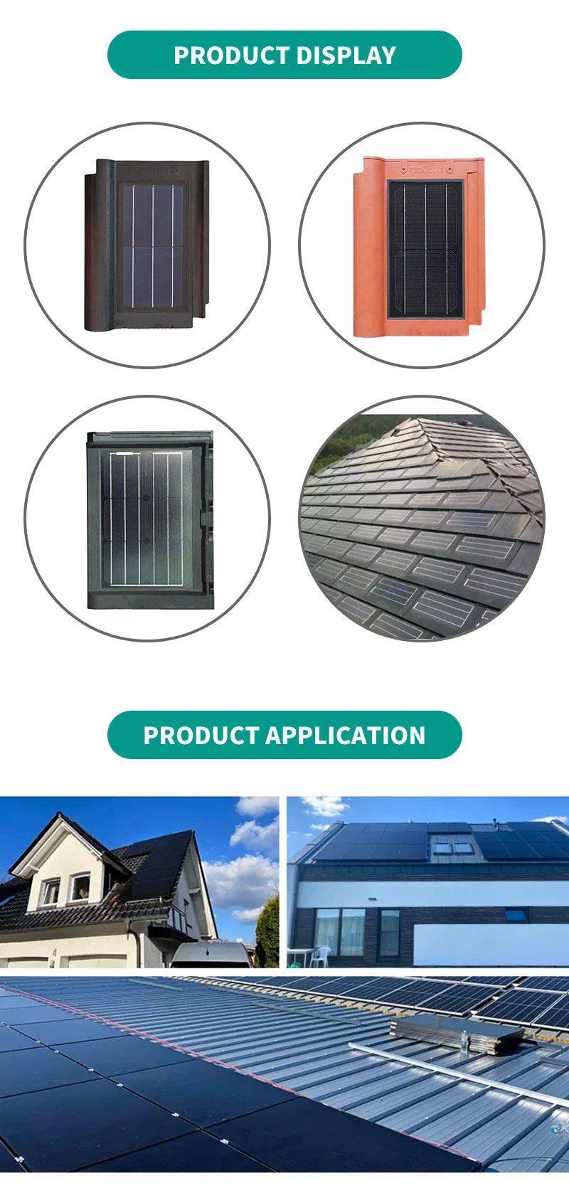 Best Efficient Monocrystal Roof Solar Panel Tile Solar Tile Roof for Home Product Solar Shingle Roof Tiles Photovoltaic