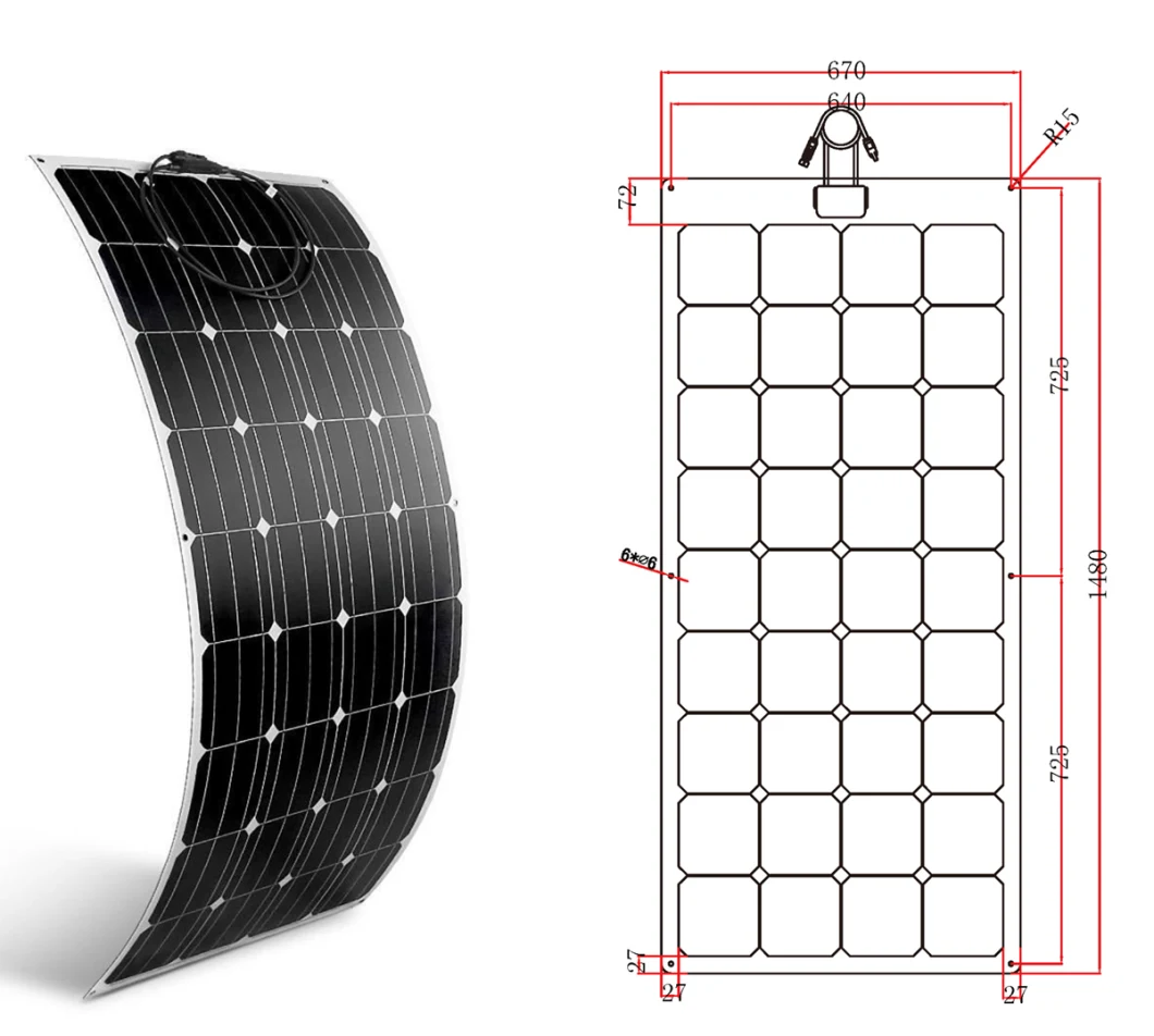 180W Monocrystalline Flexible Power Solar Module Mono Solar Energy Panel for RV Boat Camping Solar System