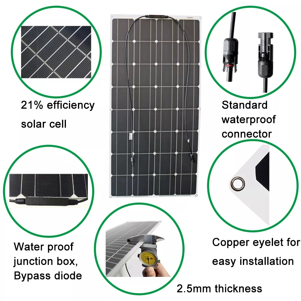 DIY Home PV Panel Kits 100W Semi Flexible Solar Panels